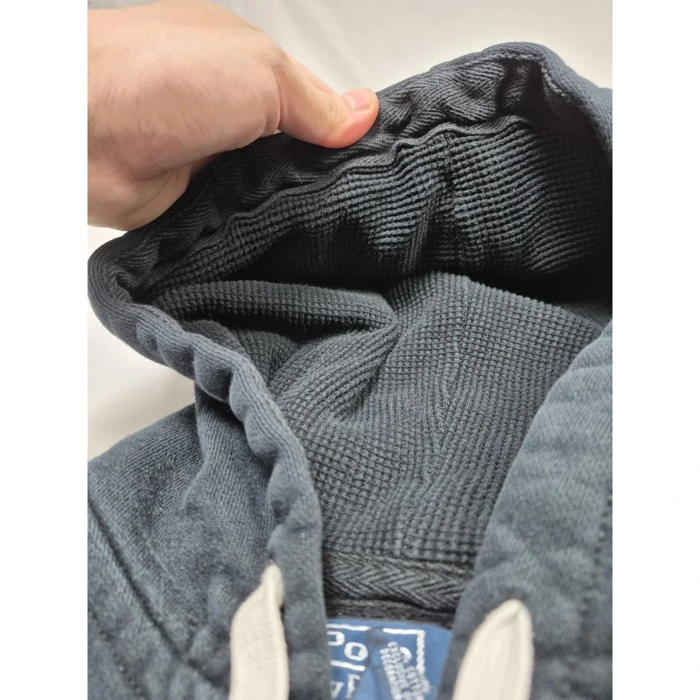 Polo Ralph Lauren Hoodie Mens M Blue Fleece Full Zip Waffle Hood Pony Logo